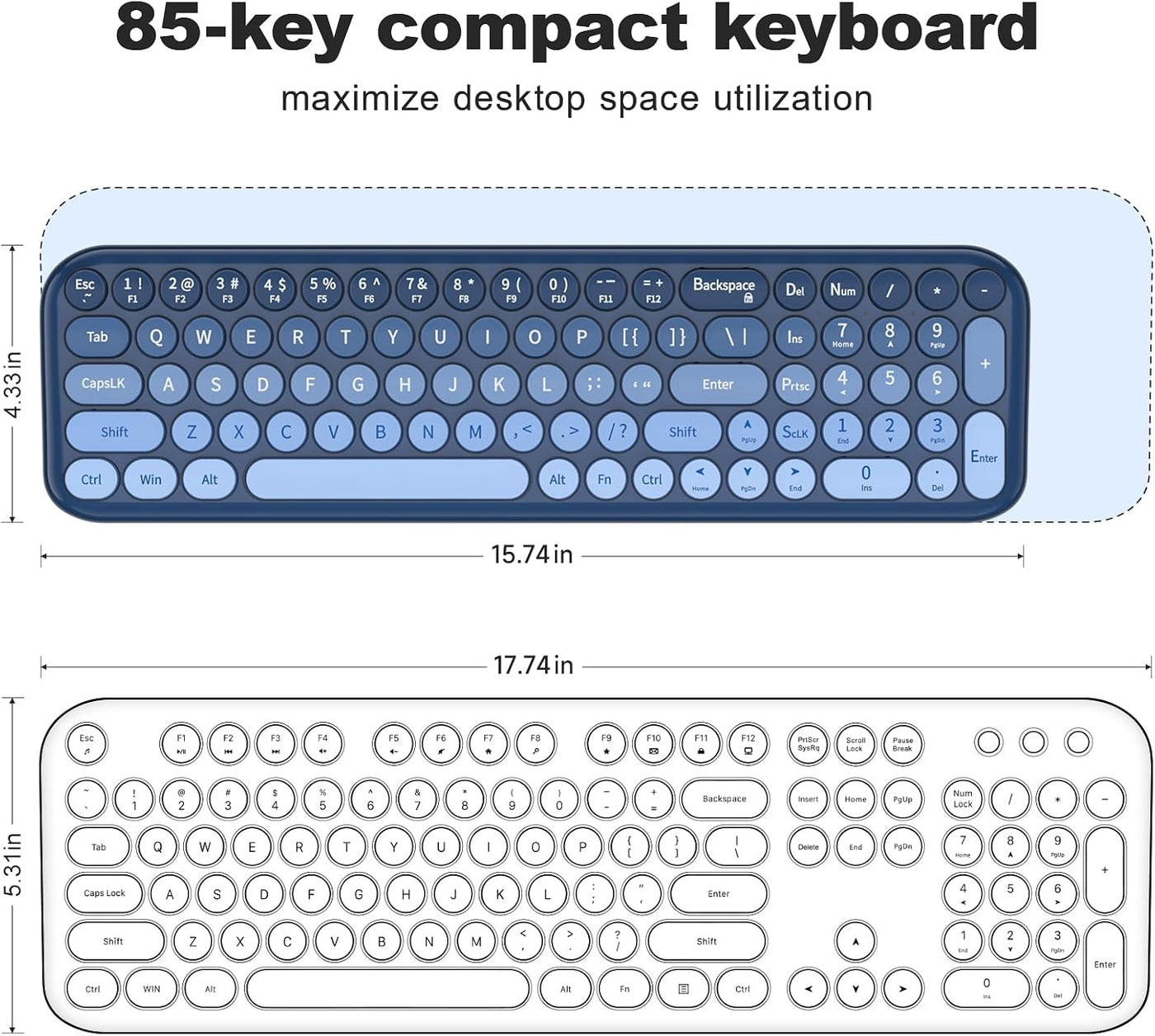 MOFII Combo de teclado y mouse inalámbricos, teclado pequeño compac...