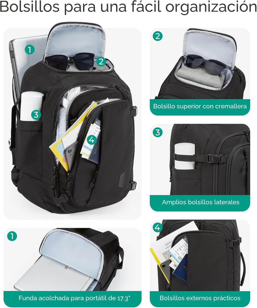 BAGSMART - Mochila de viaje para universidad con mochila para compu...