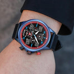 Relojes de negocios para hombre, cronógrafo negro, reloj de cuarzo de cara grande, impermeable, calendario luminoso, reloj analógico para correa de cuero