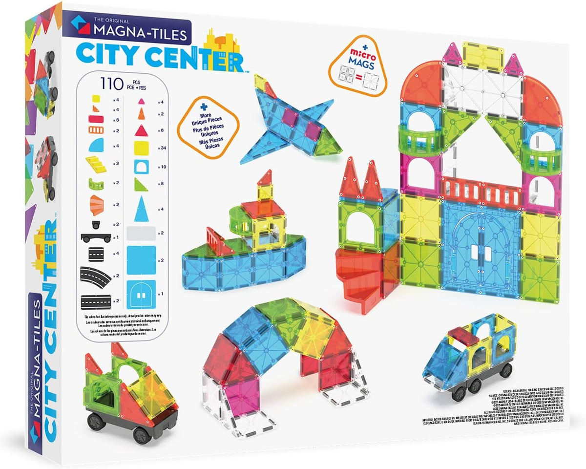 MAGNA-TILES City Center - Juego de construcción magnética de 110 piezas, la marca original de construcción magnética