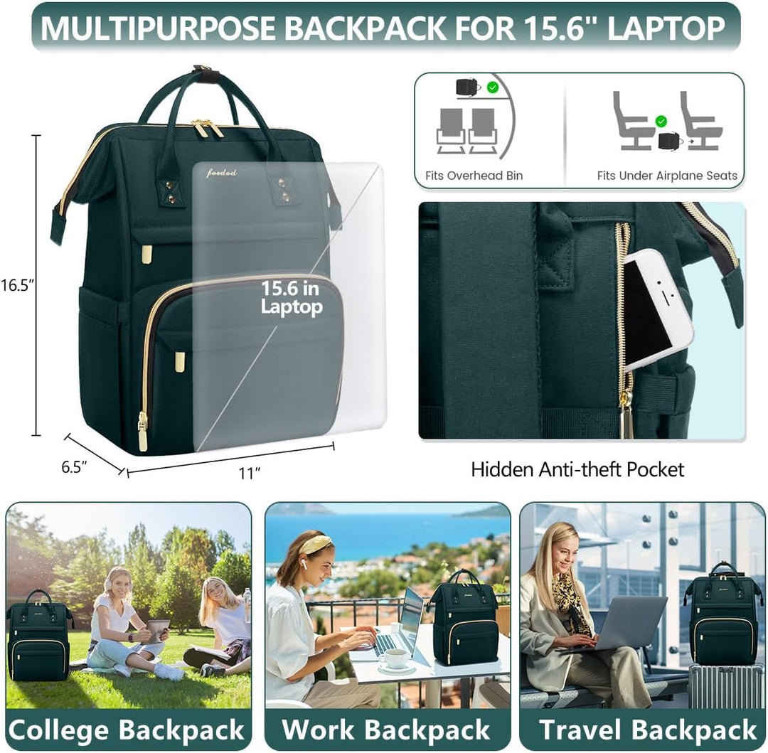 Focdod - Mochila de 15.6 pulgadas para laptop, para mujer, bolsa de...