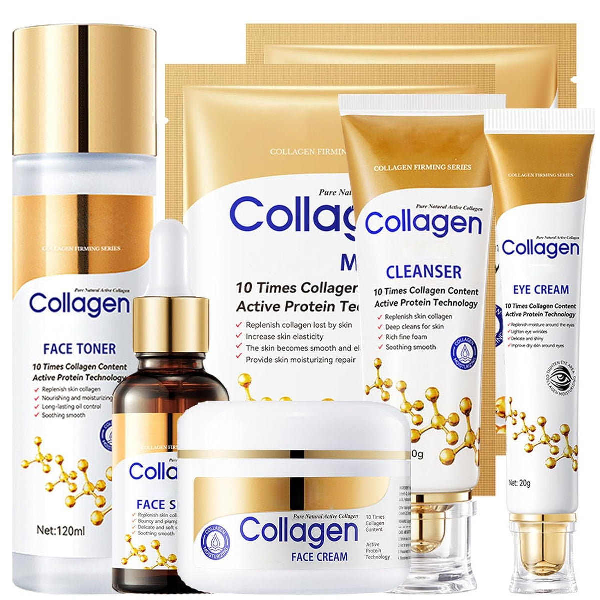 Set de Cuidado de la Piel con Colágeno, 6 Piezas Sets de Cuidado Fa...