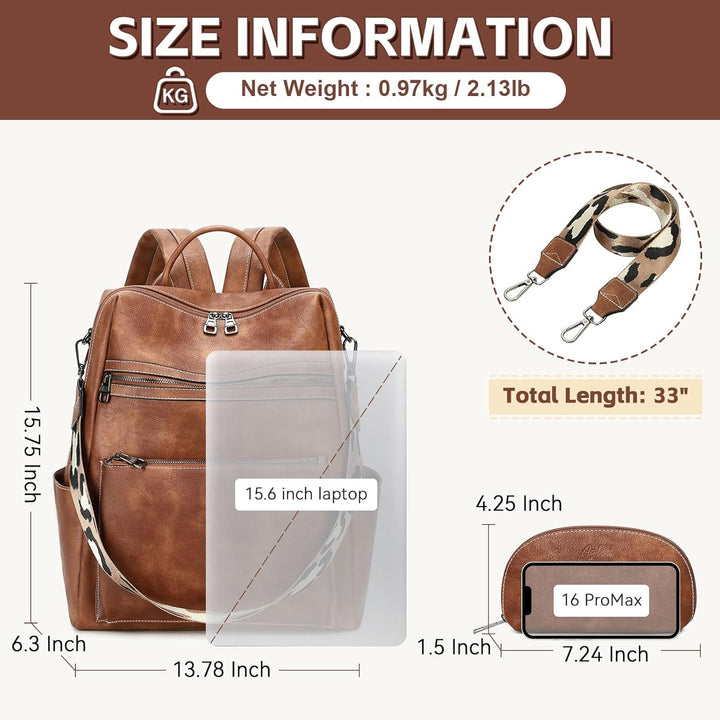 Mochila de cuero vegano AGLOD para laptop para mujer, mochila de 15...