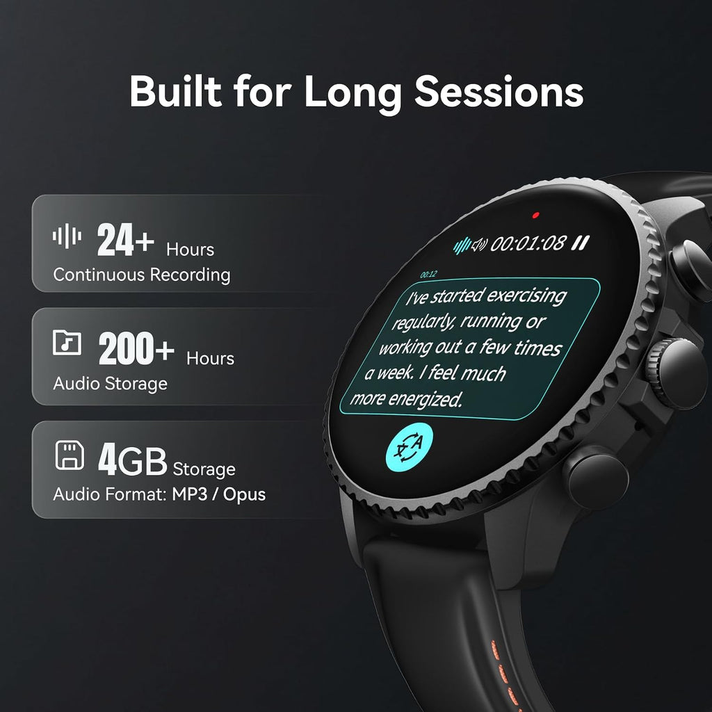 Reloj inteligente de grabación Ticwatch AI, transcripción y resumen, GPS