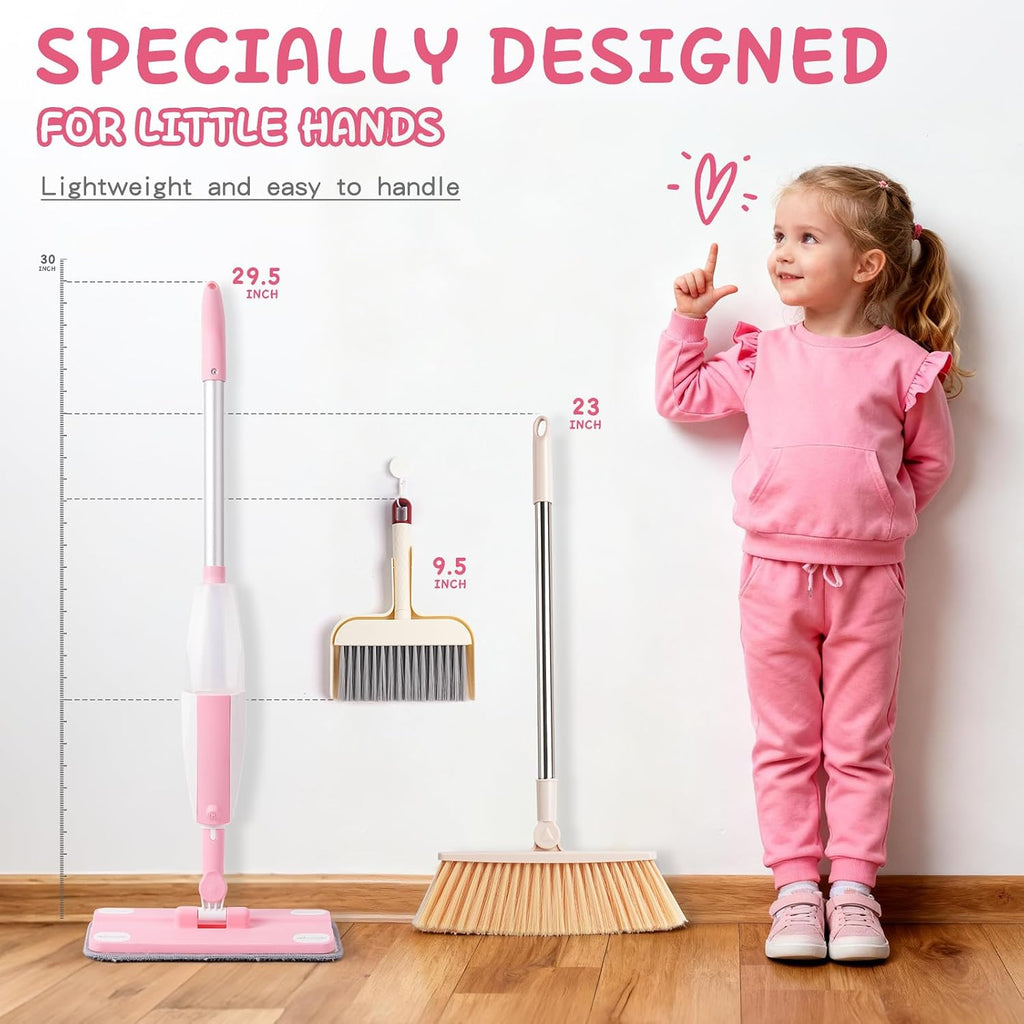 Sets de juguetes de limpieza para niñas y niños, set de trapeador con brazo telescópico que rocía agua real
