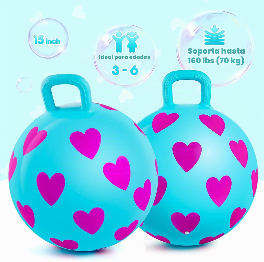 Pelotas Saltarinas para Niños de 3 a 6 años, Bola Saltarina con Asas, Saltarina Hinchable, Juguetes de Salto para Jardín para Niñas y Niños Regalos