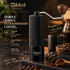 Molinillo de café manual con cepillo de limpieza y tamaño de molienda ajustable, rebabas de acero inoxidable, cuerpo de aleación de aluminio, capacidad de 0.88 oz