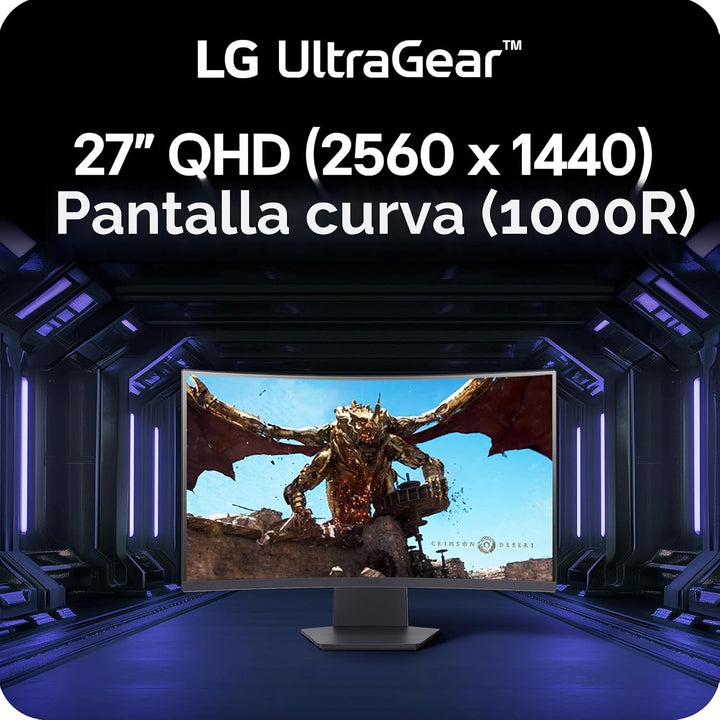 LG 27GS60QC-B Ultragear - Monitor curvo para juegos de 27 pulgadas,...