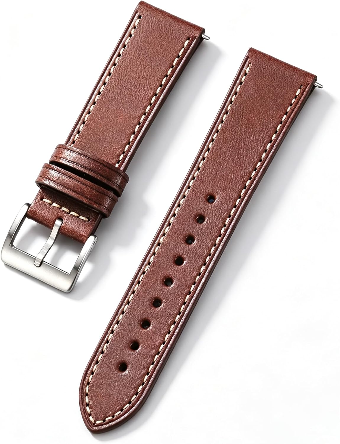 Correa de reloj de cuero para hombres y mujeres, correa de reloj de cuero de liberación rápida con correa de cuero de reloj de hebilla plateada, 0.709 in/0.787 in/0.866 in correa de reloj