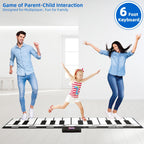 SUNLIN Alfombrilla de piano de 6 pies, tapete de teclado de piso: 24 teclas, 10 demostraciones, 8 sonidos de instrumentos, grabación y reproducción, juguetes musicales interactivos gigantes, regalos
