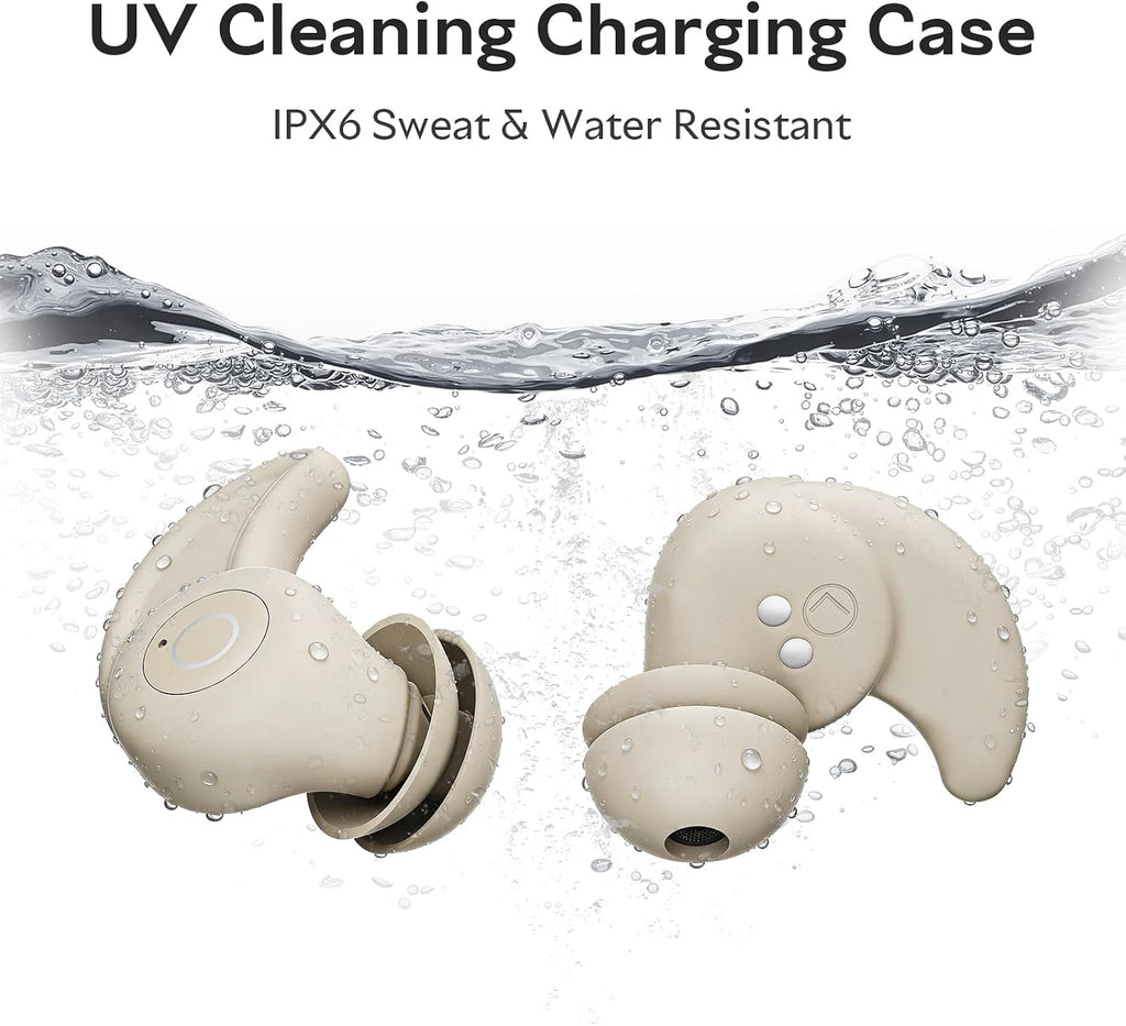 OHAYO Auriculares para dormir A10 Bluetooth 6.0 con aislamiento de ruido para personas que duermen de lado, sin control táctil, pequeños auriculares para dormir, aplicación de ruido blanco (gris)