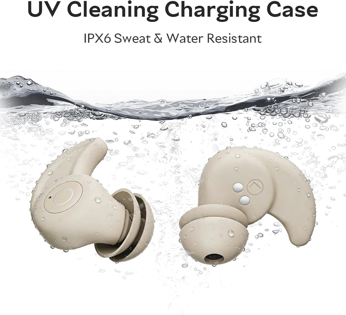 OHAYO Auriculares para dormir A10 Bluetooth 6.0 con aislamiento de ruido para personas que duermen de lado, sin control táctil, pequeños auriculares para dormir, aplicación de ruido blanco (gris)