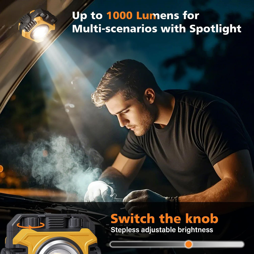 Samyoung Paquete de 2 luces de trabajo recargables magnéticas de 2400