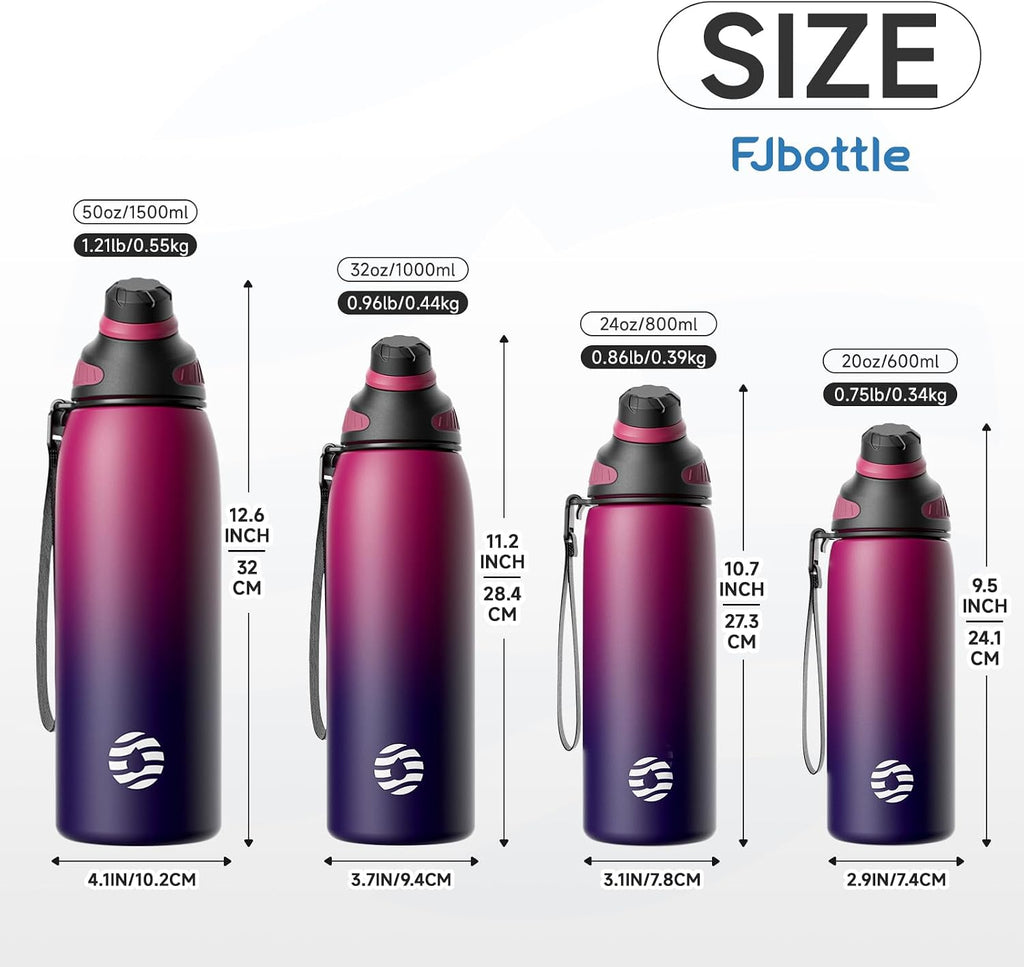 FJbottle Botella de agua aislada de acero inoxidable de 20 onzas sin tapa