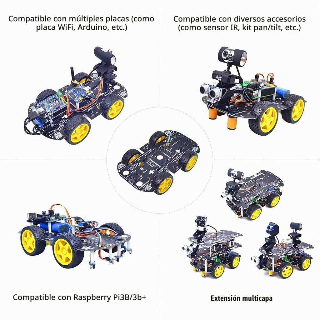 Chasis de Robot 4WD Robot Car Smart Chassis Kit con 4 motores TT para Arduino/Raspberry Pi/Jetson Nano, Kit DIY de aprendizaje de chasis robótico inteligente