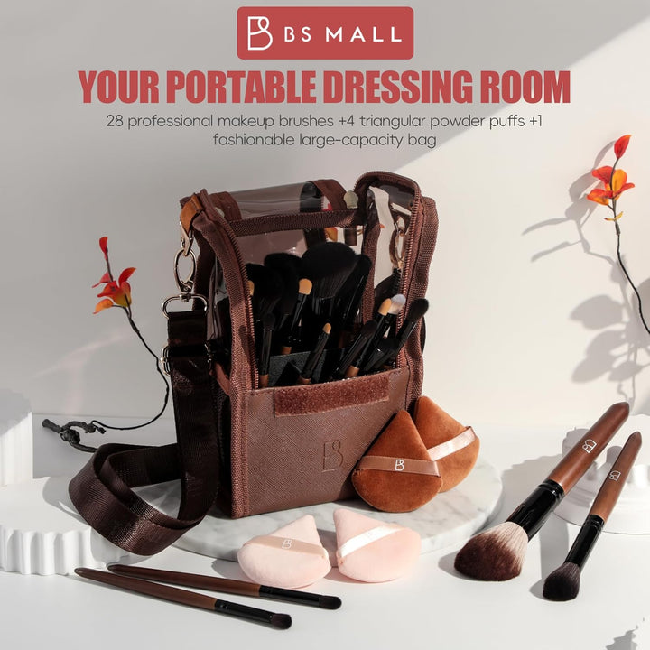 BS-MALL Juego de 28 brochas de maquillaje profesional con bolsa de...