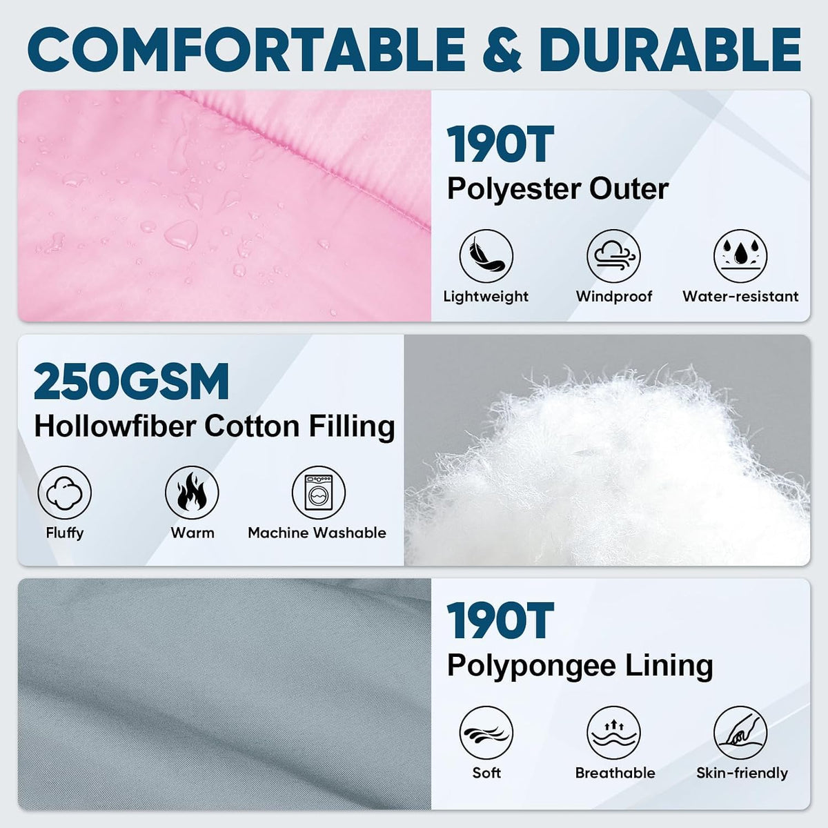 Sacos de Dormir para Adultos, Ultraligeros y Lavables a máquina, a Prueba de Agua para Senderismo, Camping y Mochila, para Clima Cálido y Frío, Esenciales de Camping para Viajar