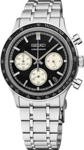 SEIKO SSB479 - Reloj de pulsera con cronógrafo de cuarzo analógico de acero inoxidable para hombre, batería de 3 años, calendario de fecha, 328.1 ft resistente al agua, color negro profundo