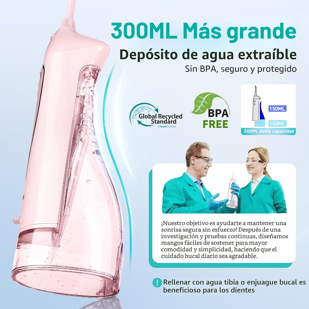 COSLUS Hilo Dental de Agua para Dientes: Irrigador Oral Portátil In...