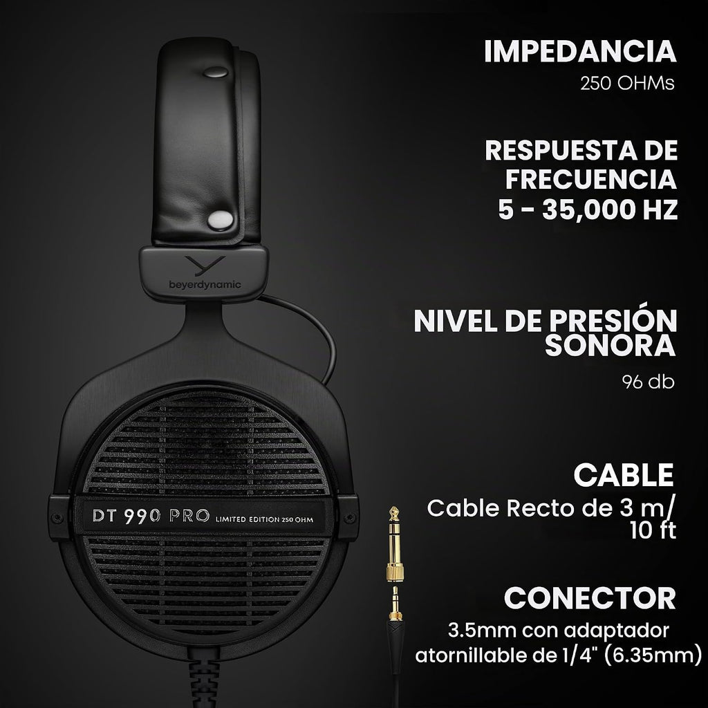 beyerdynamic DT 990 Pro (250 Ohm), auriculares de estudio de espalda