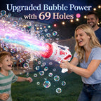Pistola de burbujas para niños, máquina de burbujas recargable con luces