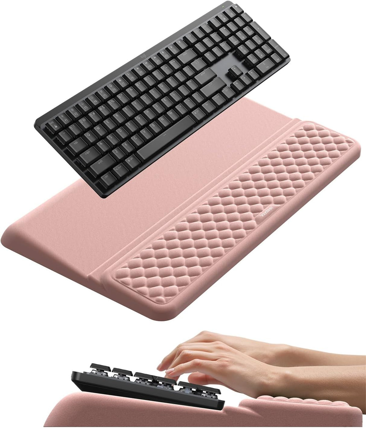 Vaydeer Reposamuñecas con soporte para teclado, almohadilla de soporte de muñeca para computadora, soporte ergonómico para elevador de teclado, bandeja elevadora con almohadilla para muñeca, cojín de