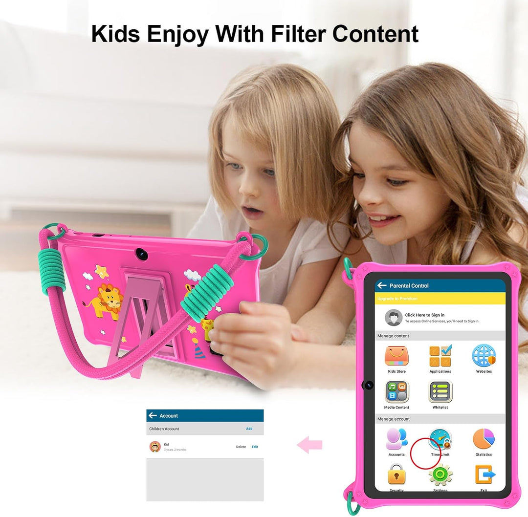 PRITOM Lanyard - Tablet infantil de 7 pulgadas, 32 GB Android 13 co...