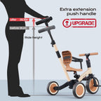 newyoo - Triciclo para niños pequeños con mango de empuje para niños de 1 a 3 años, bicicleta para niños pequeños, regalo de cumpleaños y juguete para niños y niñas, triciclo para niños 5 en 1