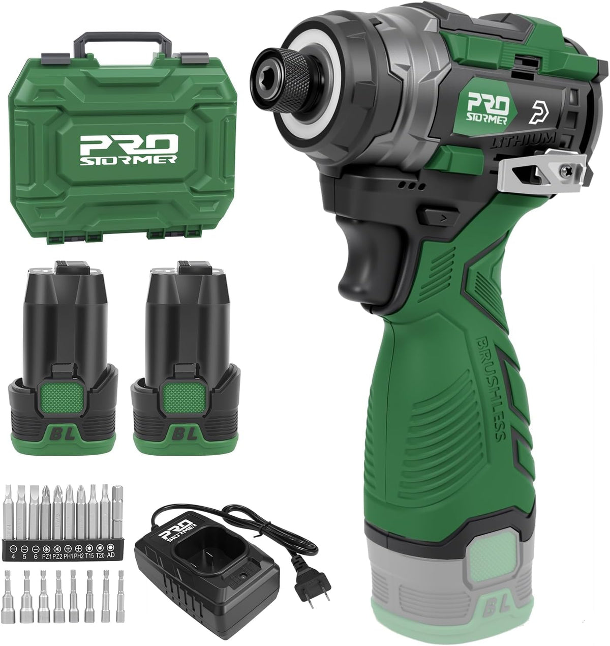 Prostormer Juego de Atornillador de Impacto Inalámbrico 17V, Destornillador Brushless 140Nm