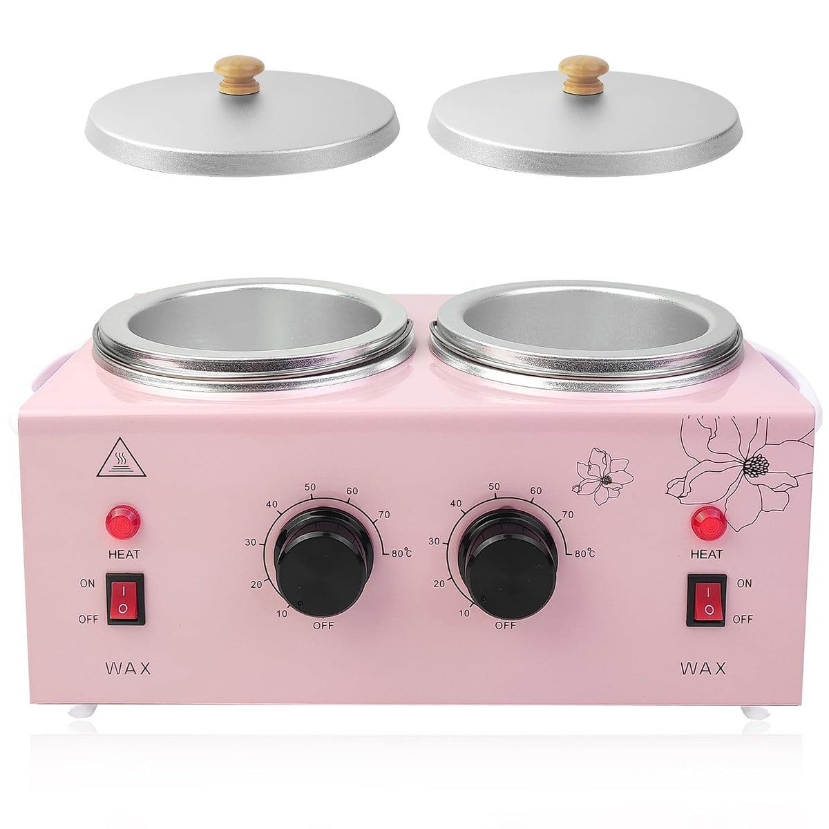 Calentador de cera portátil para depilación sin dolor, olla de cera, Rosa - Macetas dobles