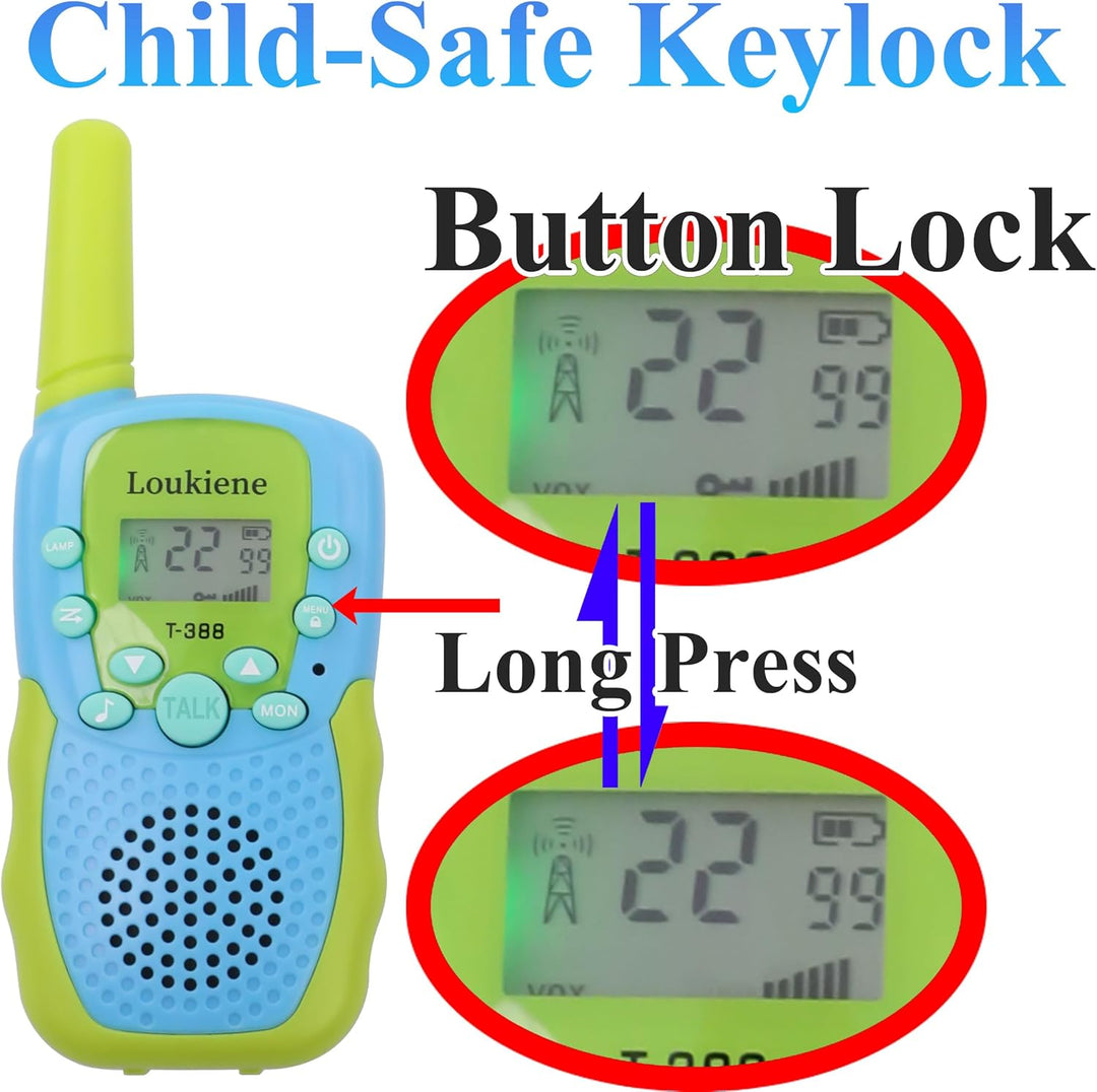 LOUKIENE Walkie Talkies para niños de 22 canales de radio de 2 vías...