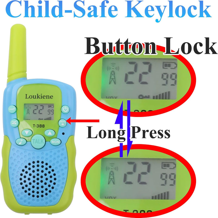 LOUKIENE Walkie Talkies para niños de 22 canales de radio de 2 vías...