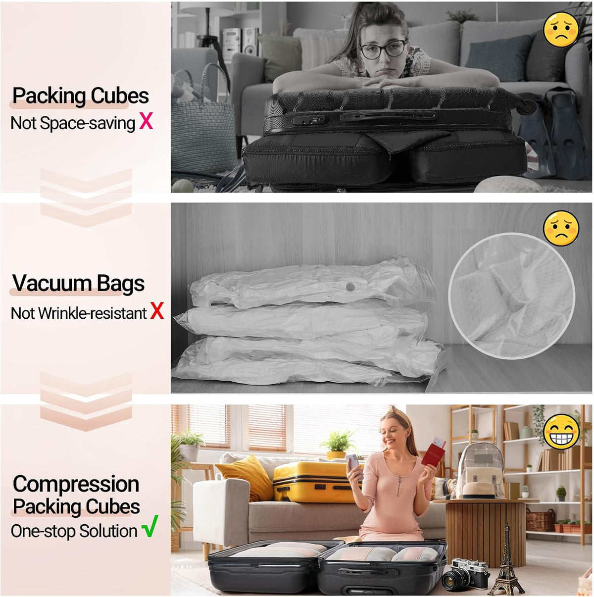 Juego de 10 cubos de compresión para regalos de viaje, mamá y mujer, bolsas de ropa para viajeros, artículos esenciales de viaje en avión, crucero, automóvil, bolsas compresibles expandibles