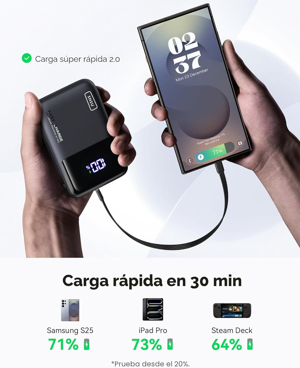 INIU Banco de energía, 20000mAh, 65 W, ultra compacto, USB C, carga...