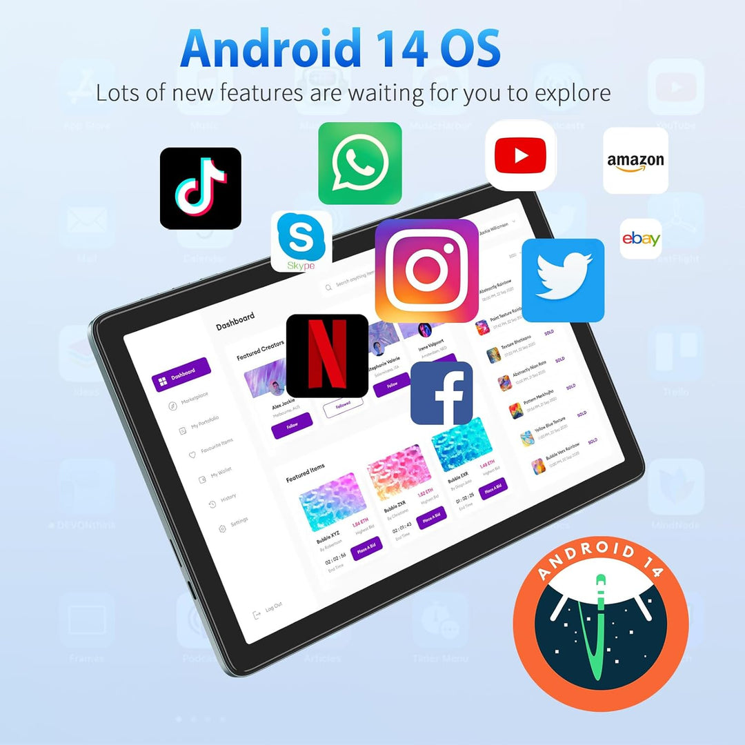 WDYQJE Tablet Android de 10.1 pulgadas, tabletas Android 14 con 128...