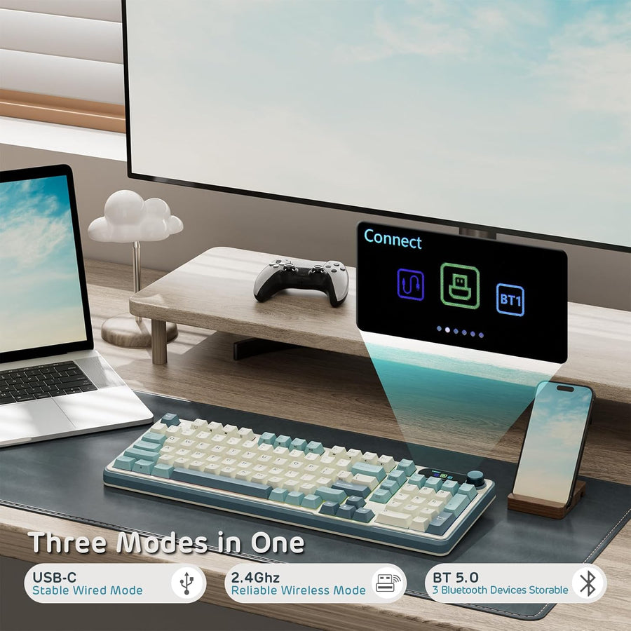 RK ROYAL KLUDGE S98 Teclado mecánico con pantalla inteligente y per...