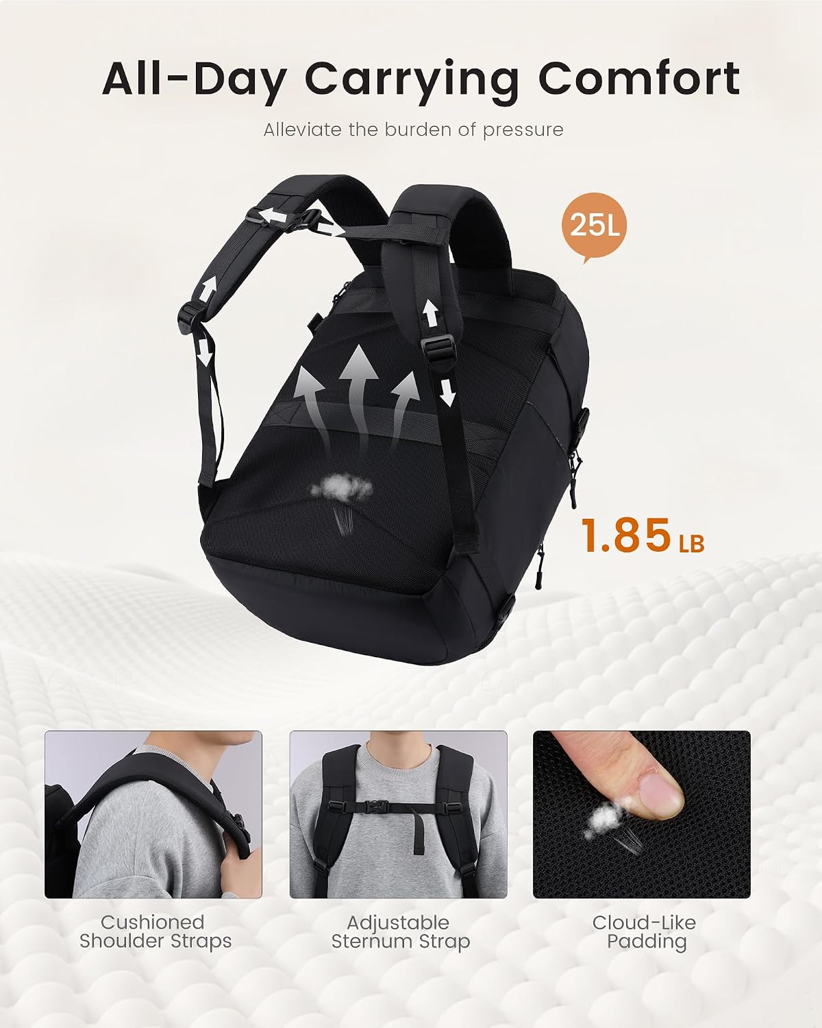 LOVEVOOK Mochila de viaje para mujer y hombre, Negro, Mochilas de viaje