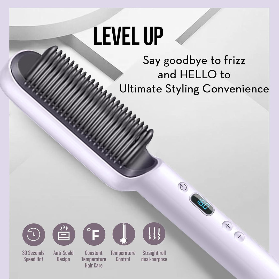 ELITE HAIR TOOLS - Cepillo alisador de pelo, doble fila, morado, 17...
