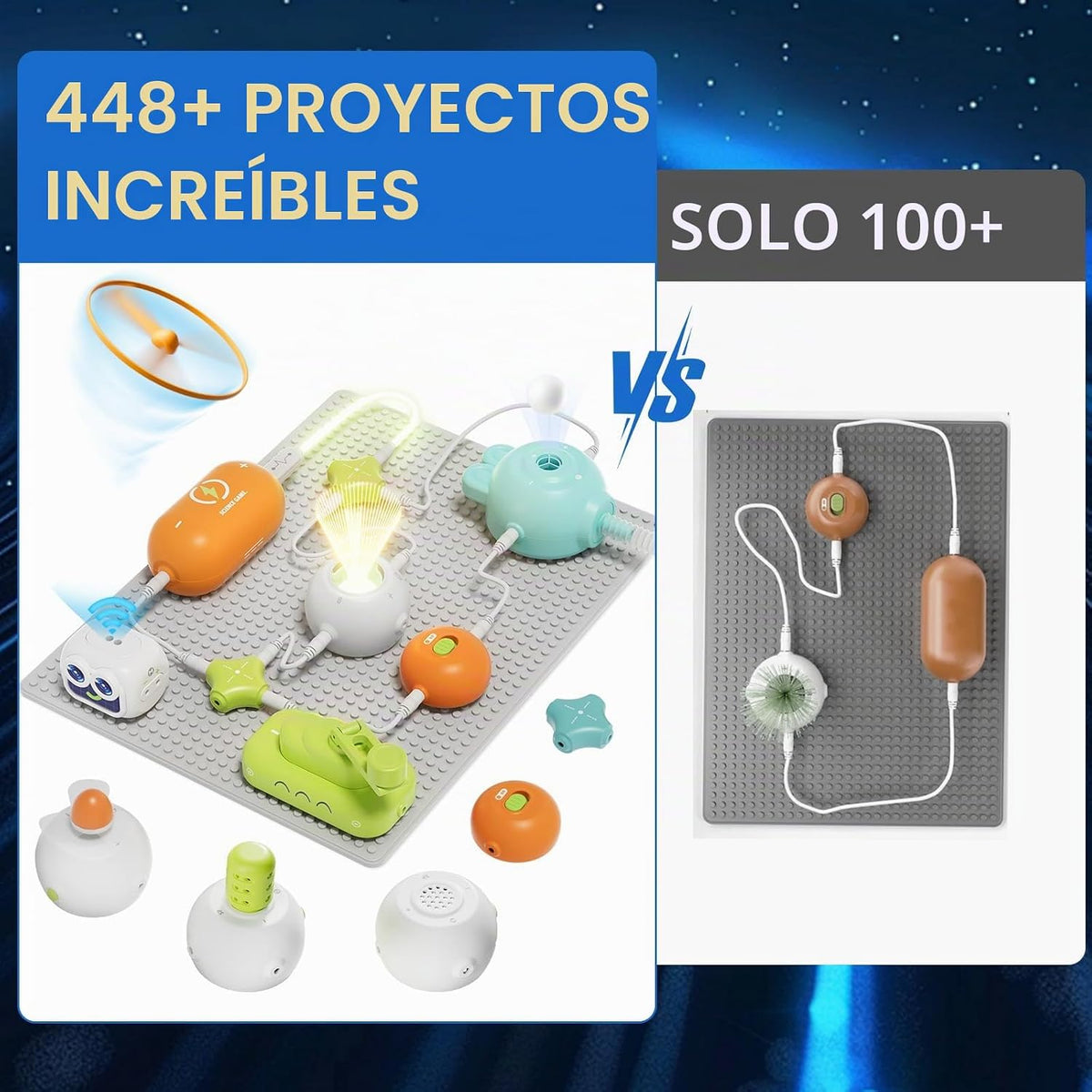 Kits de ciencia para niños, más de 448 proyectos, kits de exploración de circuitos, juguetes electrónicos educativos para niños y niñas, juguete de ingeniería práctica, cumpleaños, Halloween, regalo de Navidad para edades de 5, 6, 7, 8, 9, 10, 11, 12