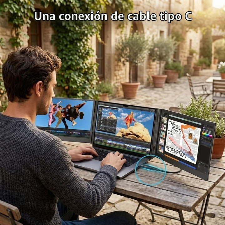 Leudaich Extensor de pantalla para portátil con un cable, monitor p...