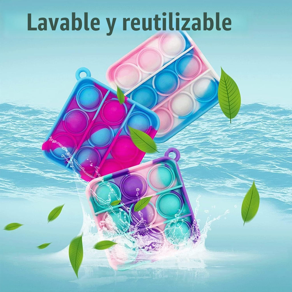 100 piezas de mini llavero de color aleatorio, juguete sensorial de silicona para apretar burbujas que hacen divertido para niños, alivio de ansiedad y estrés para adultos