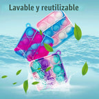 100 piezas de mini llavero de color aleatorio, juguete sensorial de silicona para apretar burbujas que hacen divertido para niños, alivio de ansiedad y estrés para adultos