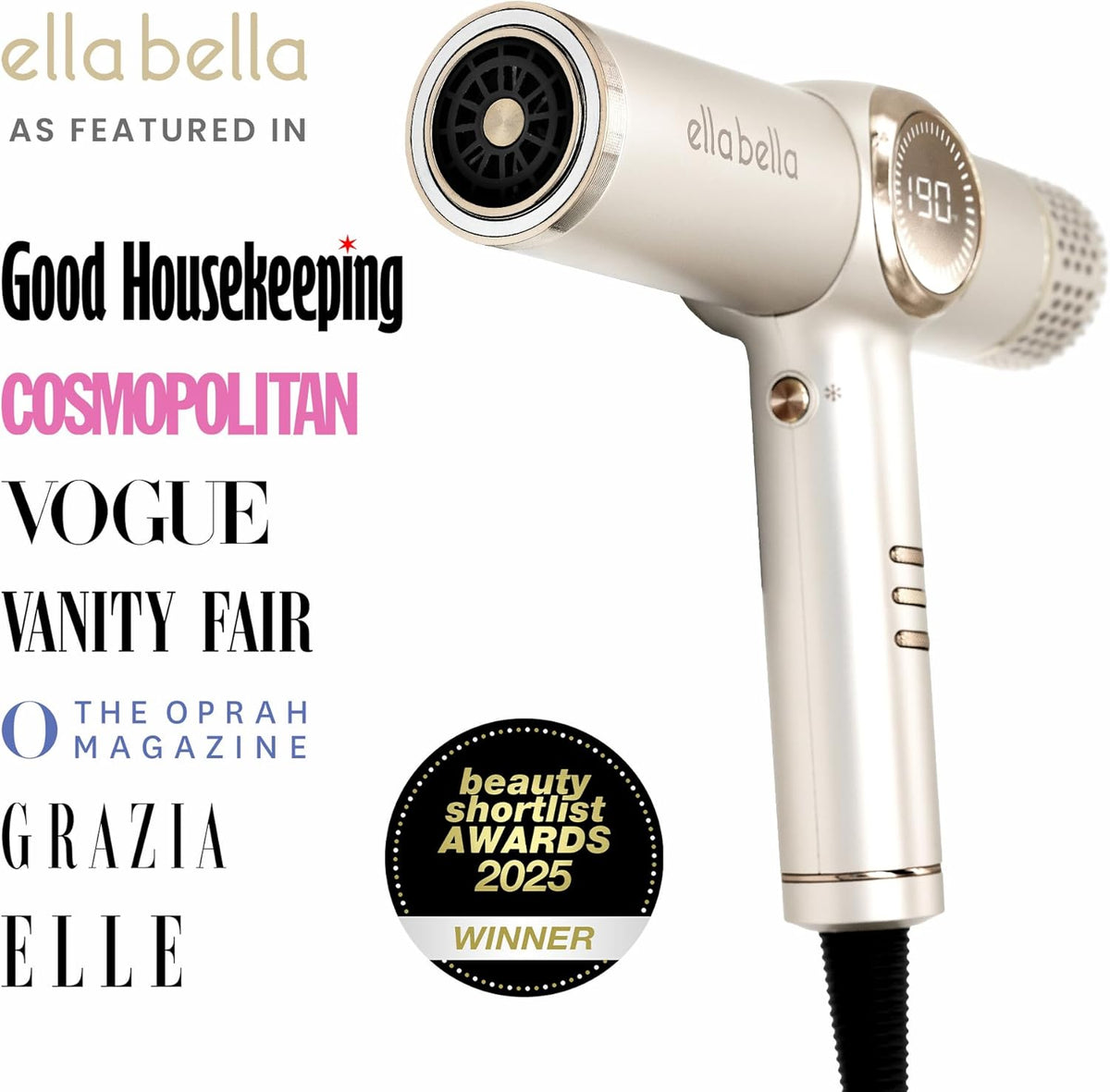 ELLA BELLA® - Secador de pelo iónico profesional con difusor \u2022...