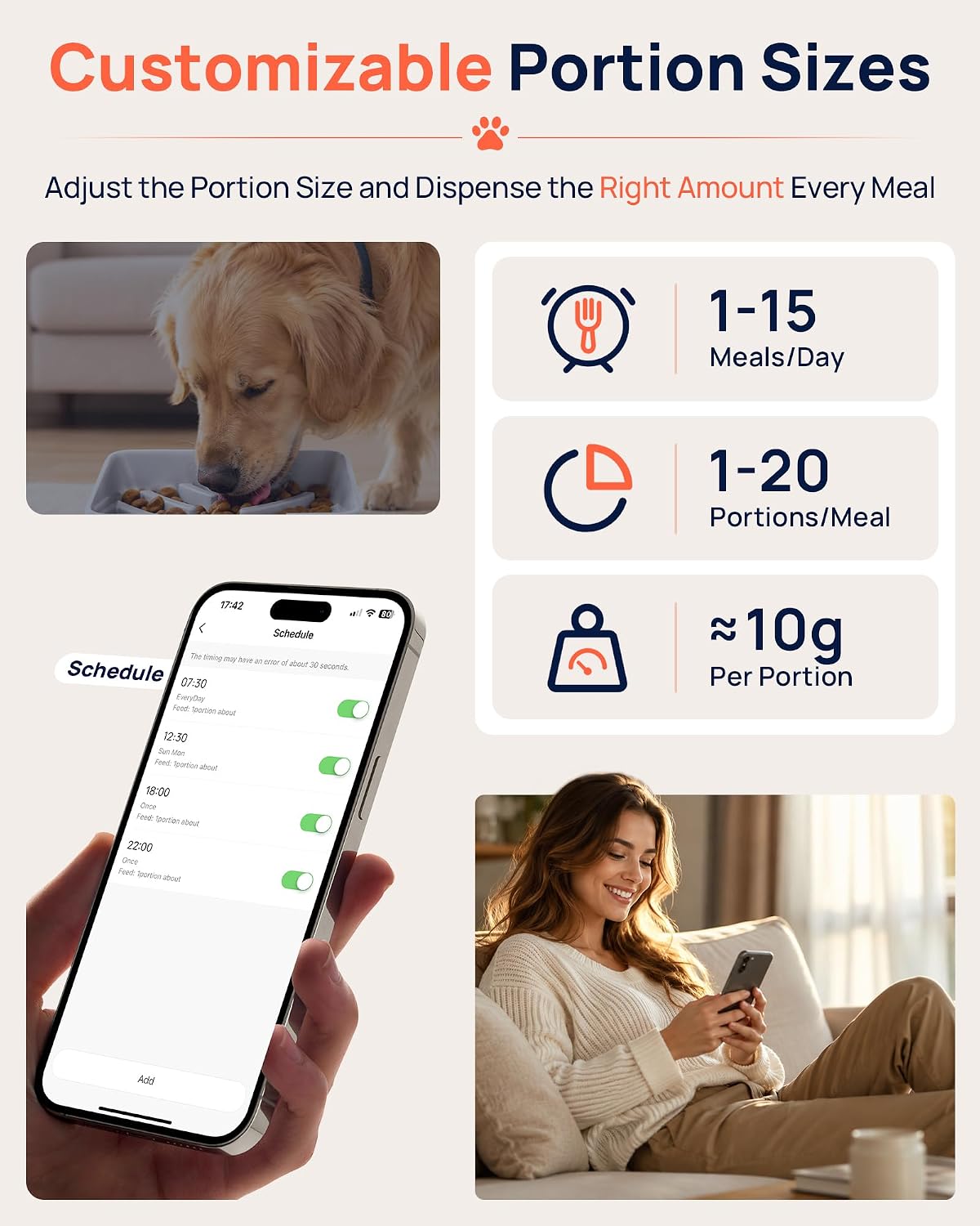 Comedero automático de 15 L para razas grandes con cuenco de alimentación lenta para dieta saludable