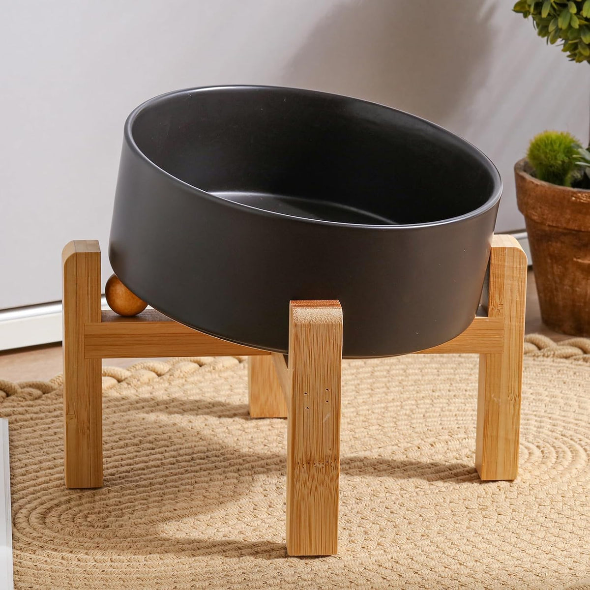 Tazón de cerámica para perros elevado/elevado de 15° inclinado antideslizante para razas pequeñas/medianas, plato inclinado de cara grande, plato de alimentación de agua para mascotas con