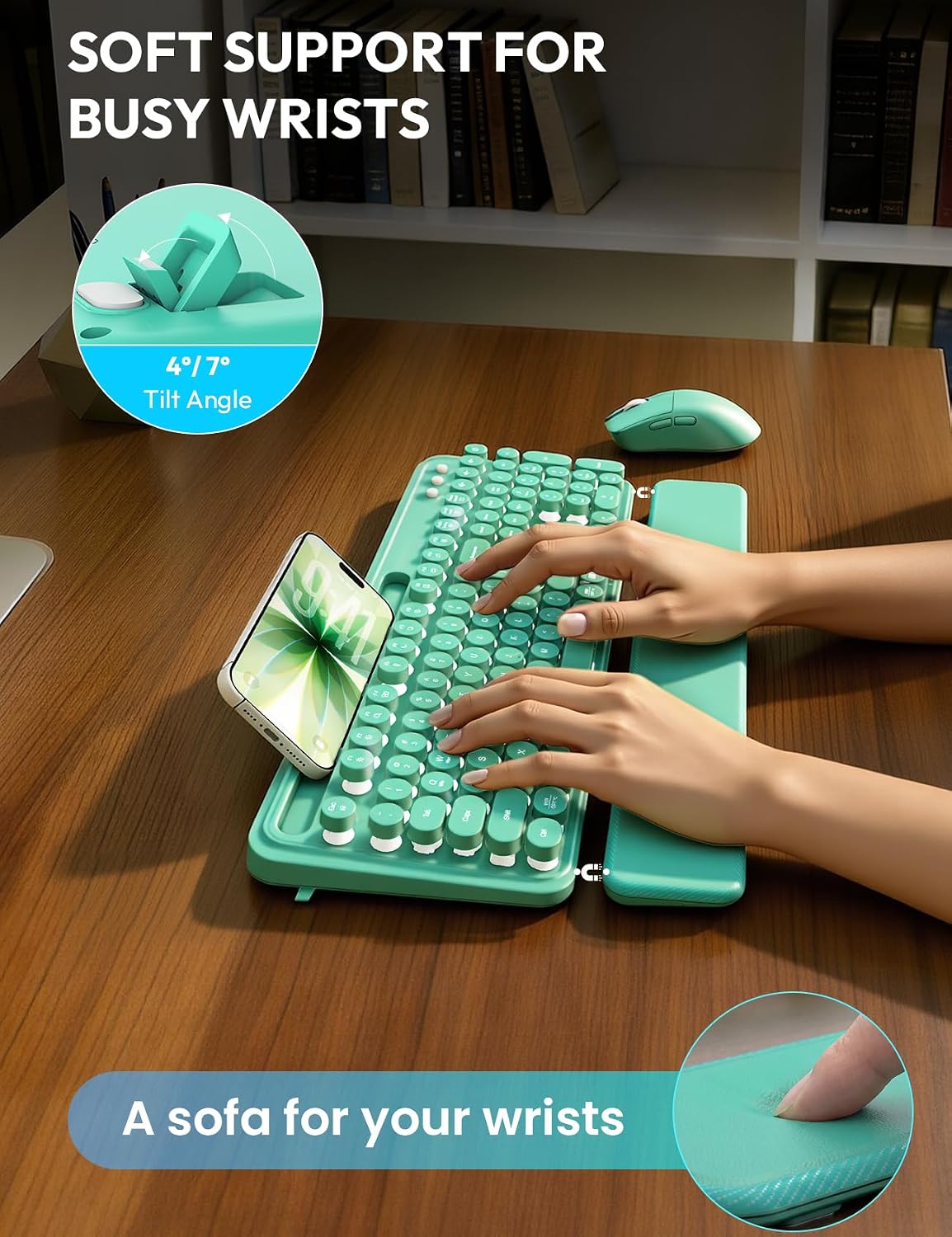 Combo de teclado y mouse inalámbricos: teclado retroiluminado con r...