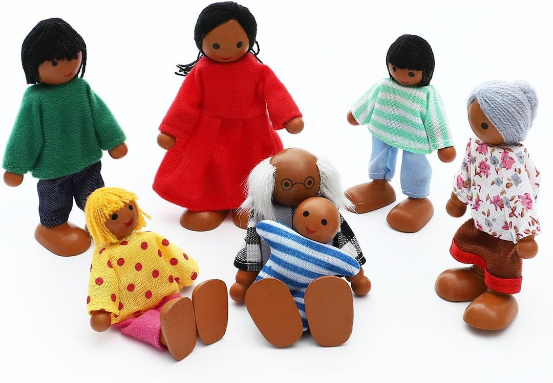 ONEST Juego de casa de muñecas de madera de 23 piezas con muñecos d...