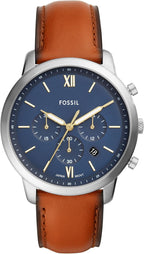 Fossil Neutra - Reloj cronógrafo de cuarzo de acero inoxidable y cuero para hombre