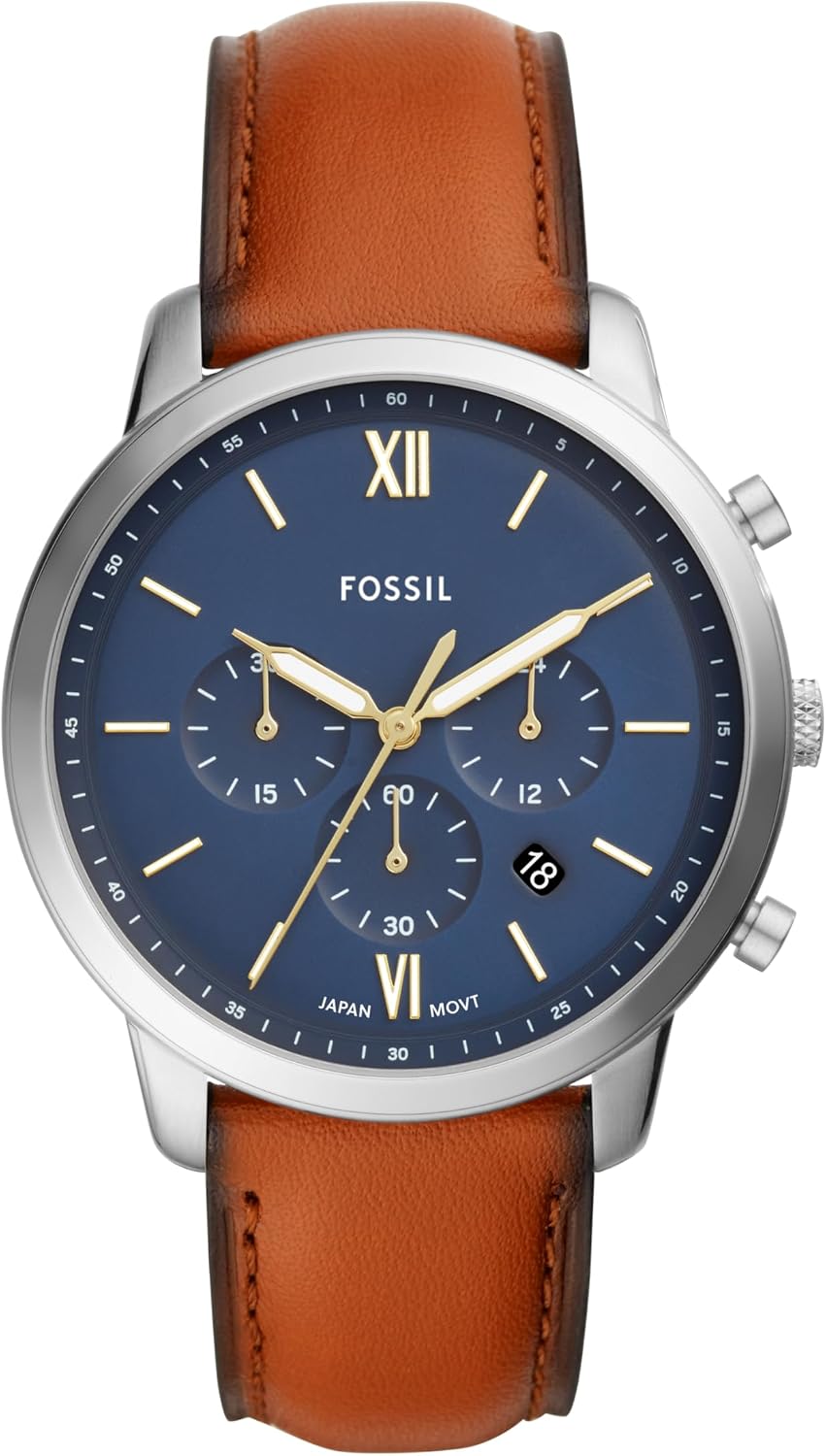 Fossil Neutra - Reloj cronógrafo de cuarzo de acero inoxidable y cuero para hombre