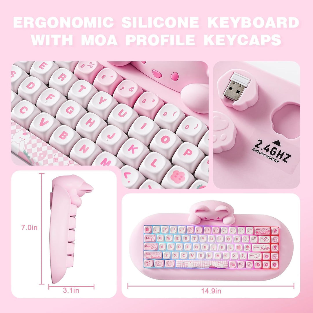 YUNZII C68 Teclado mecánico inalámbrico, diseño de 65%, intercambio...